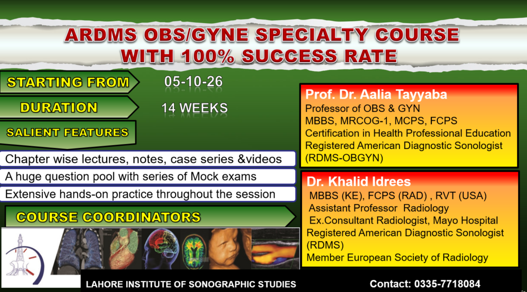 ARDMS OBS gyne preparatory course in Lahore Pakistan 